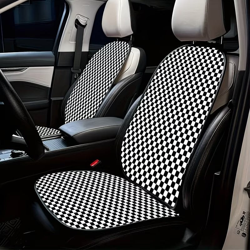Vehicle Seat Cover Set with Checkered Pattern