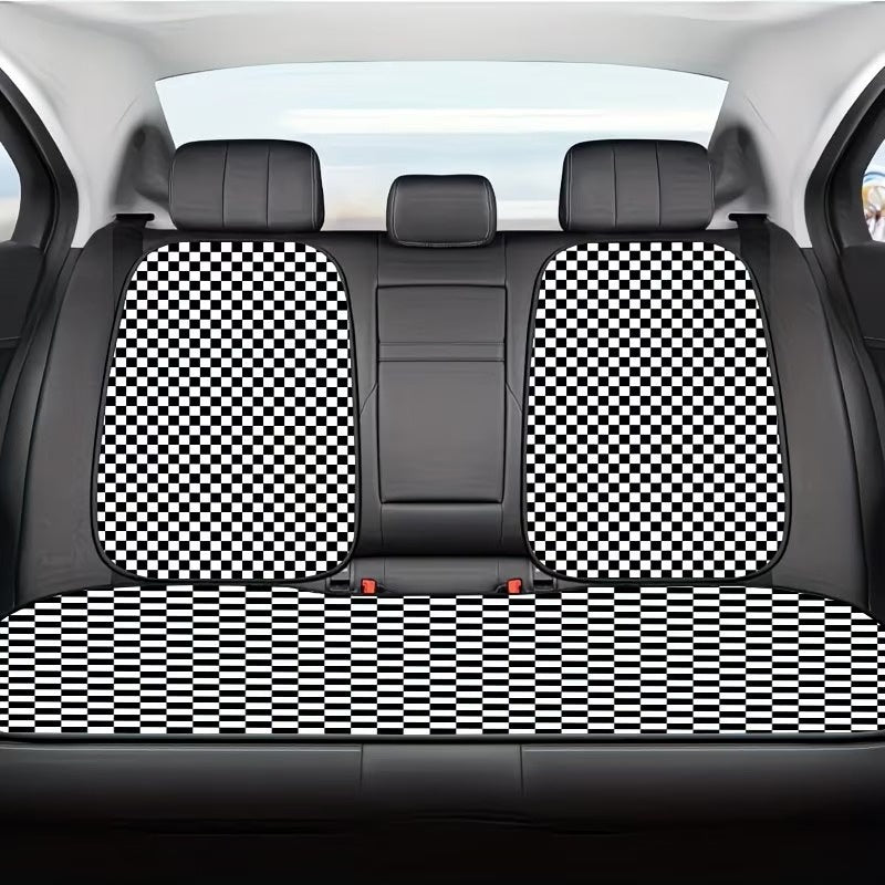 Vehicle Seat Cover Set with Checkered Pattern