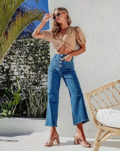 Women's Cropped Wide-Leg Pants